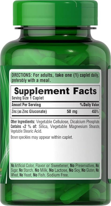 Puritan's Pride Zinc 50 Mg - 250 Count - Image 2