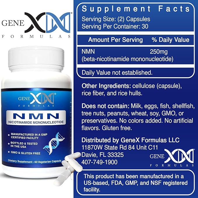Genex Formulas NMN 250mg - Stabilized Form 60 Capsules - Image 3